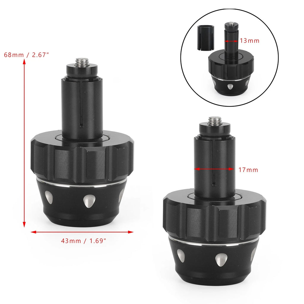 CNC Aluminum Handlebar End Weights for Motorcycle (13-18mm Inner, Black)