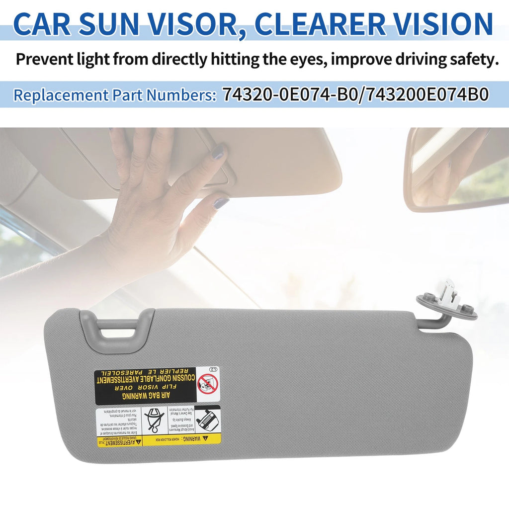 Left Side Sun Visor for Toyota Highlander (2014–2016, 2019) No. 743200E074B0 Gray