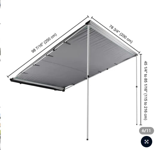 Car Side Awning for SUV Truck (6.6x8.2ft) Outdoor Camping Sunshade
