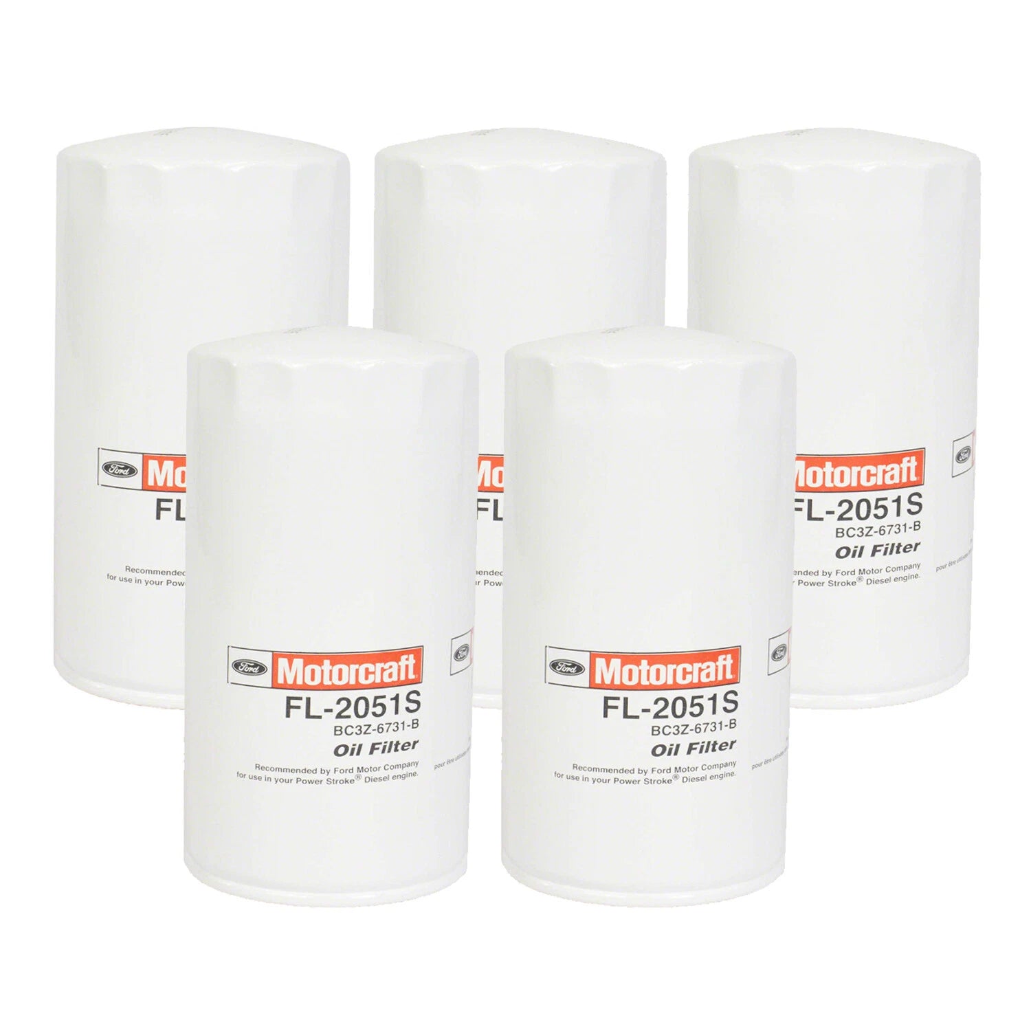 Set of 5 Oil Filters for Ford F-250 F-350 SD F-650 F-750 (FL2051S)