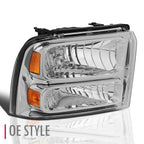OE Style Headlight Lamp Right for Ford Super Duty F250 (2005–2007) FO2503217 Chrome