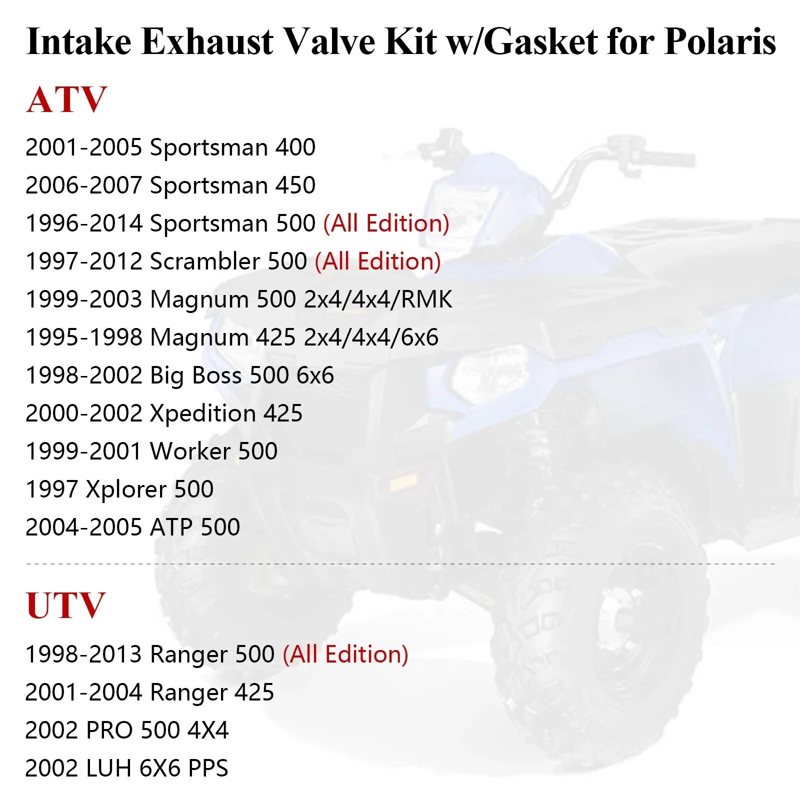 Intake Valve w/ Gasket for Polaris Magnum Xpedition Big Boss (2003–2006)