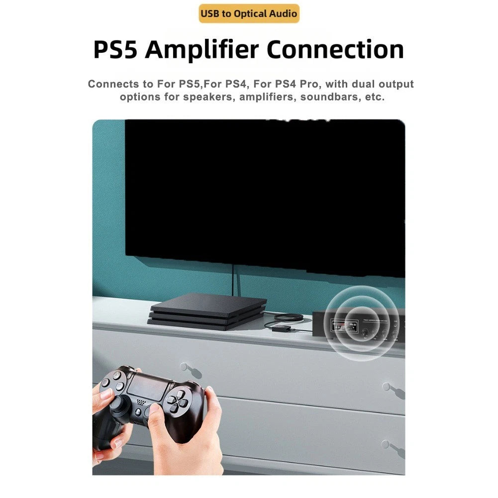 USB Audio Converter for Gaming Computers and Speakers (3.5mm, Optical)