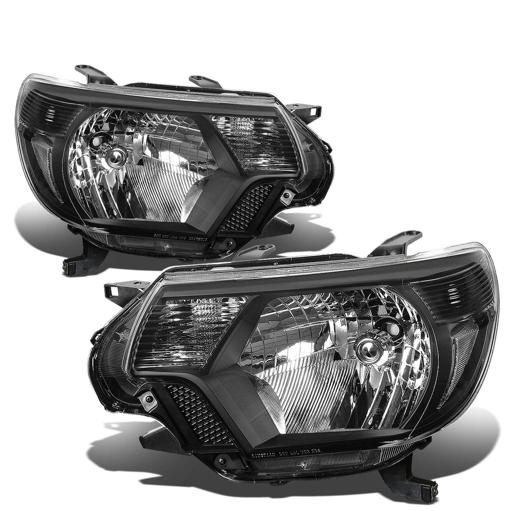 Black Housing Headlights + Clear Corner + Smoke LED Fog Light Kit for Toyota Tacoma (2012–2015)