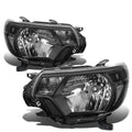 Black Housing Headlights + Clear Corner + Smoke LED Fog Light Kit for Toyota Tacoma (2012–2015)