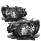 Black Housing Headlights + Clear Corner + Smoke LED Fog Light Kit for Toyota Tacoma (2012–2015)