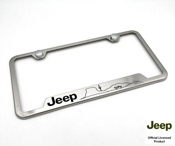 License Plate Frame Brushed Stainless Heavy Duty for Jeep Wrangler (2018–2024)