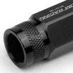 20 PCS Open End M12x1.5 50mm Tall Black Aluminum Lug Nuts + Adapter