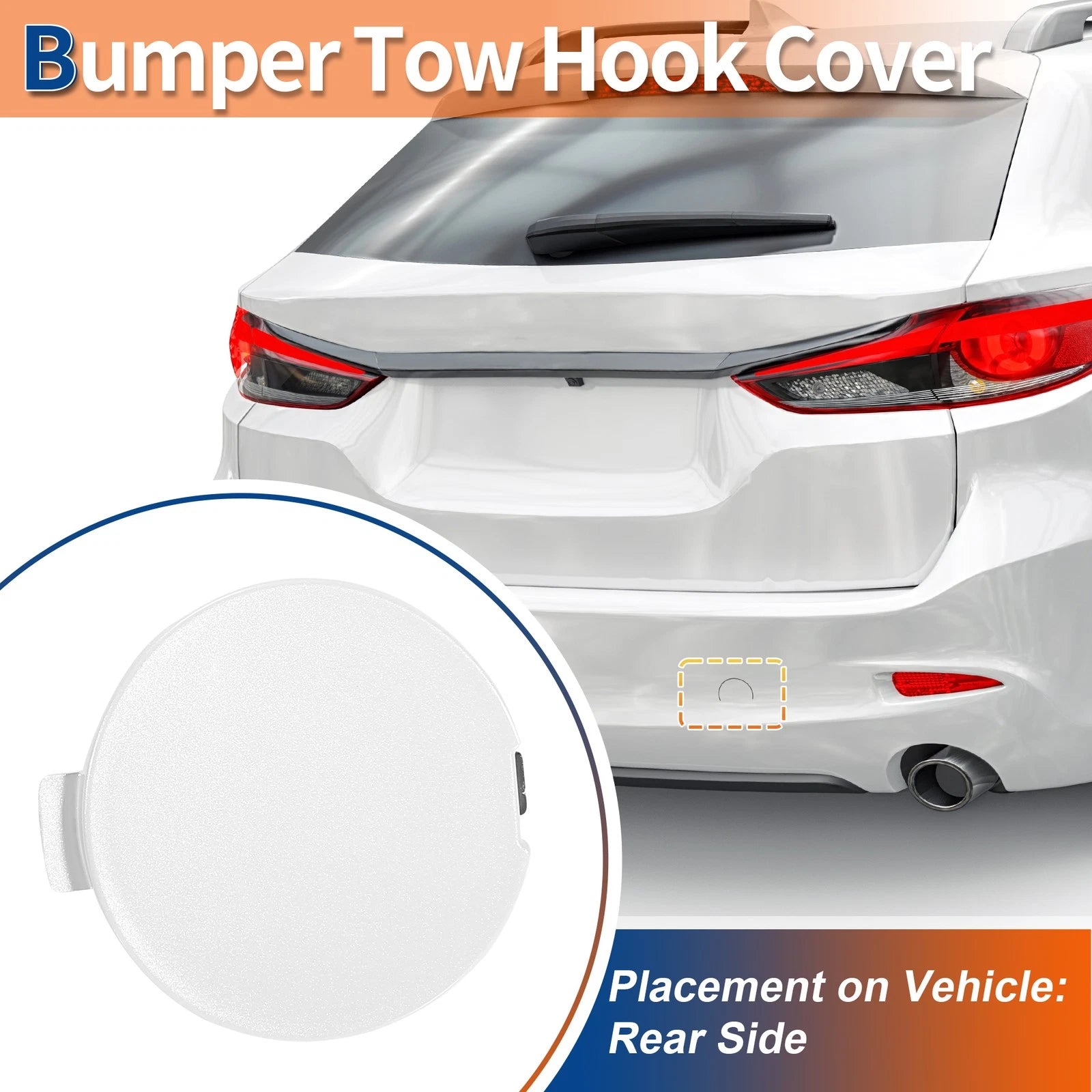 Rear Right Tow Hook Cover for Mazda 6 Atenza (2018–2021) - White