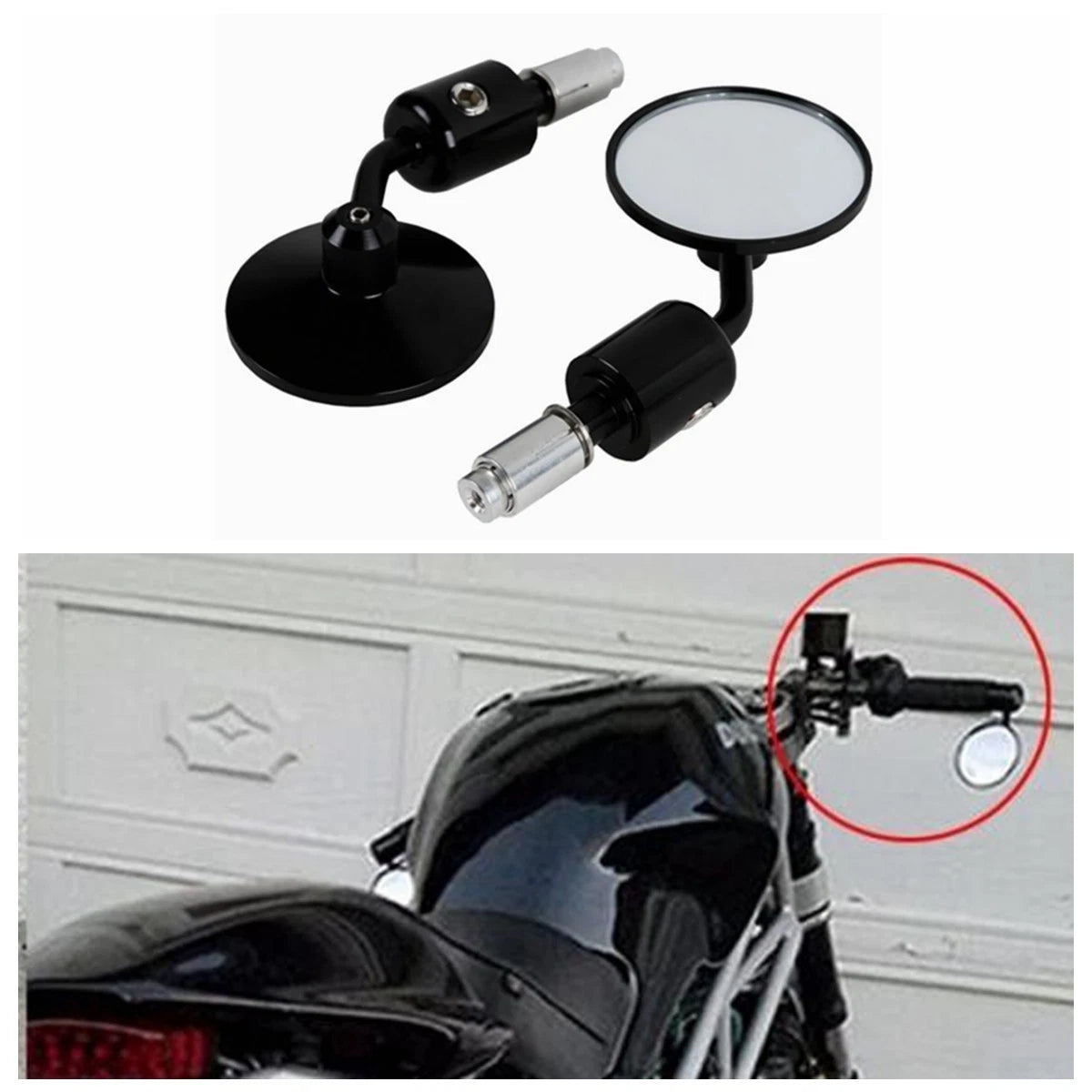 3" Round Handle Bar End Rearview Side Mirrors for Universal Motorcycle