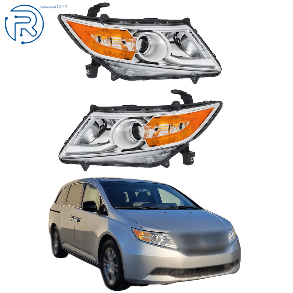 Set of 2 Headlamps for Honda Odyssey (2011–2017) Chrome HID