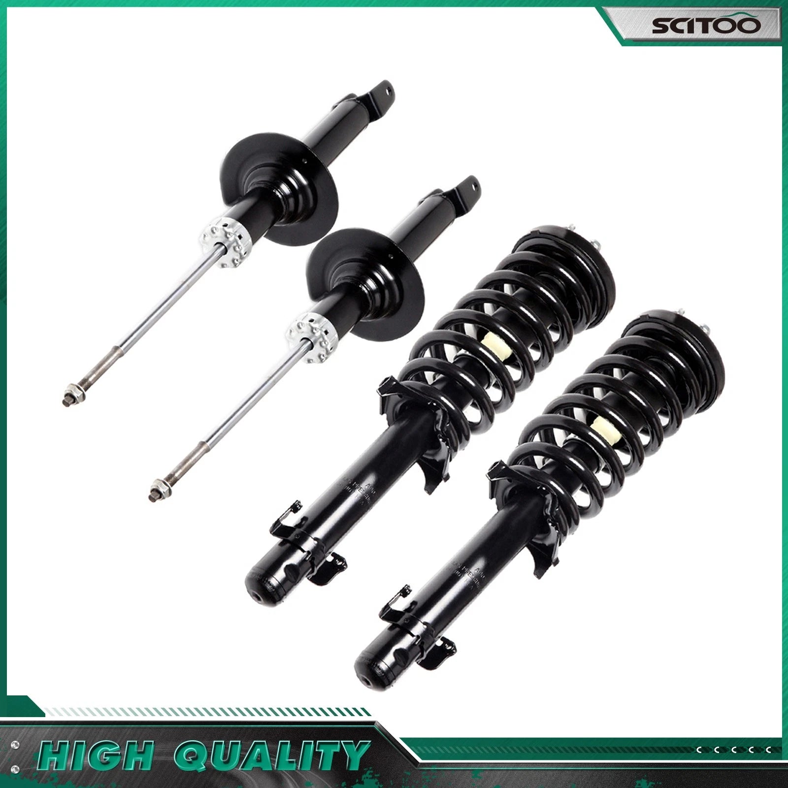 2 Front Struts Coil Springs & 2 Rear Shocks for Honda Accord (2008–2012)