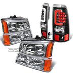Chrome Crystal Headlight + Bumper + Black 3D LED Tail Light for Silverado (2003–2007)