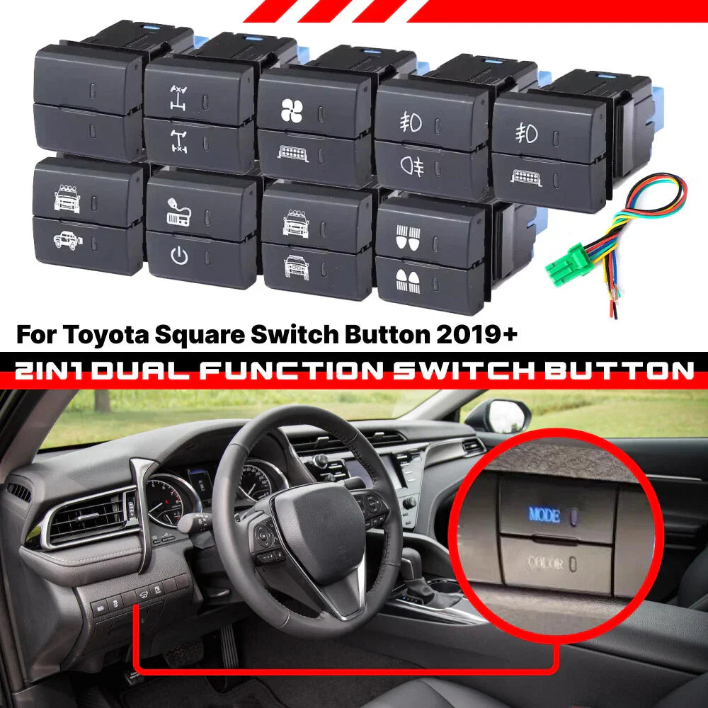 Dual Dashboard Control Square Switch Button with Harness for Toyota