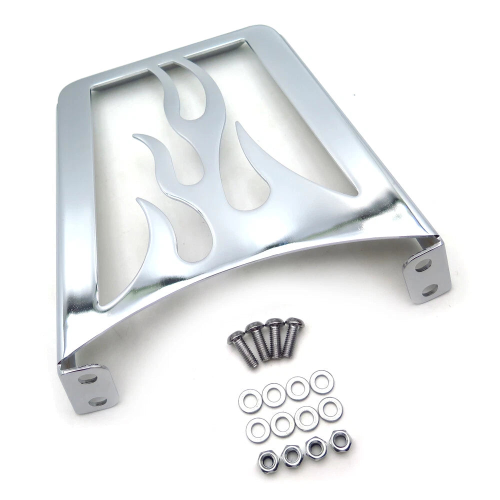 Chrome Flame Sissy Bar Luggage Rack for Harley Sportster XL883C XL883R XL1200R (2004–2023)