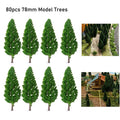 80Pcs Model Trees for Train Railroad Wargame Park Scenery (Scale DIY)