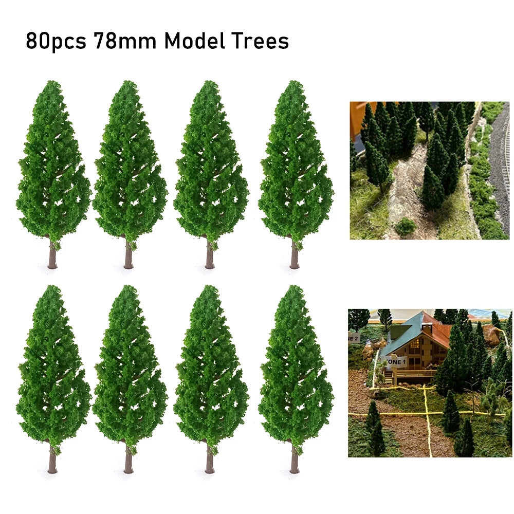 80Pcs Model Trees for Train Railroad Wargame Park Scenery (Scale DIY)