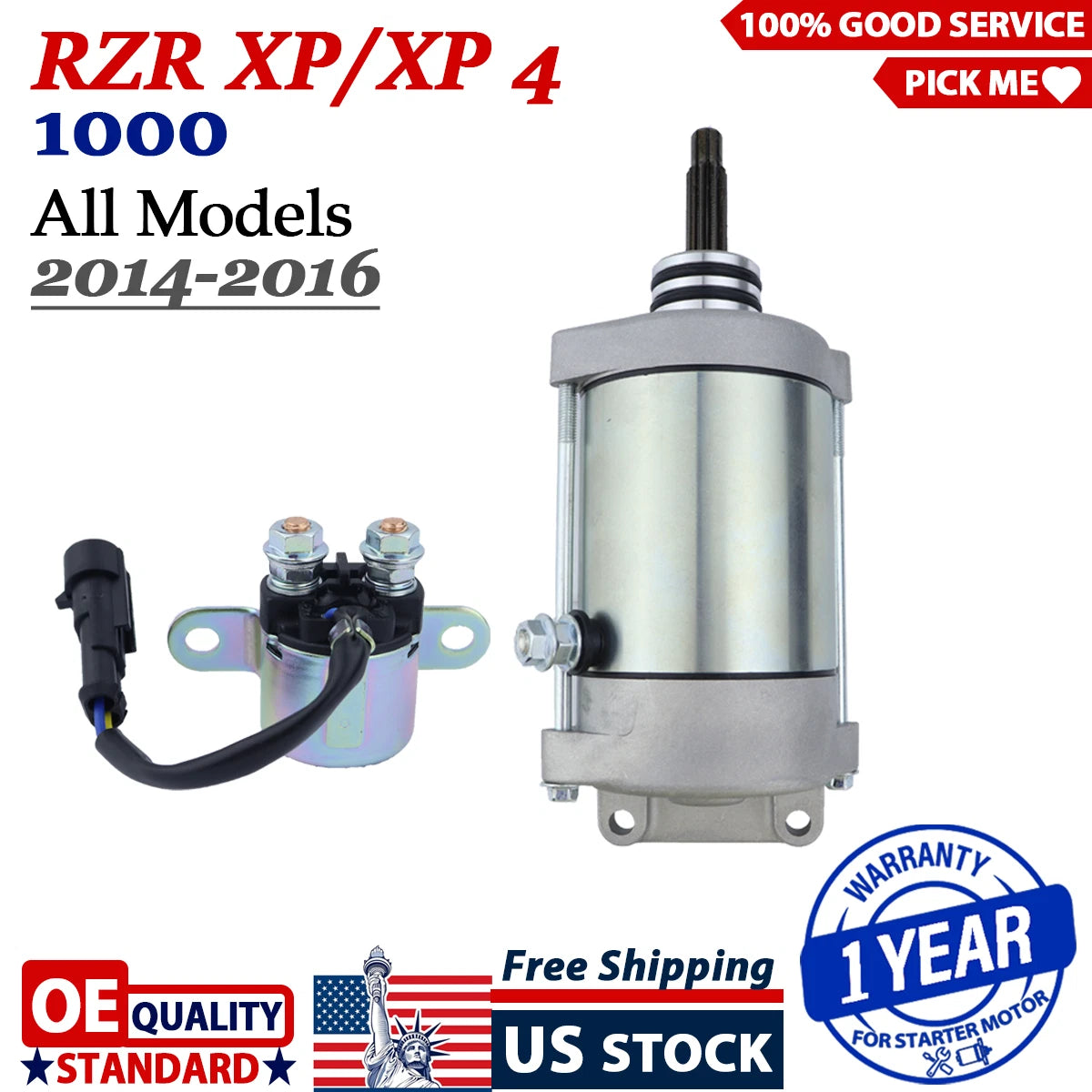 Starter Motor for Polaris RZR XP/XP 4 1000 (2014–2016) with Relay