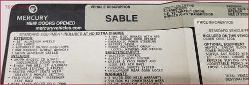 Owner's Manual for Mercury Sable (2008) OEM with Case & Dealer Sticker