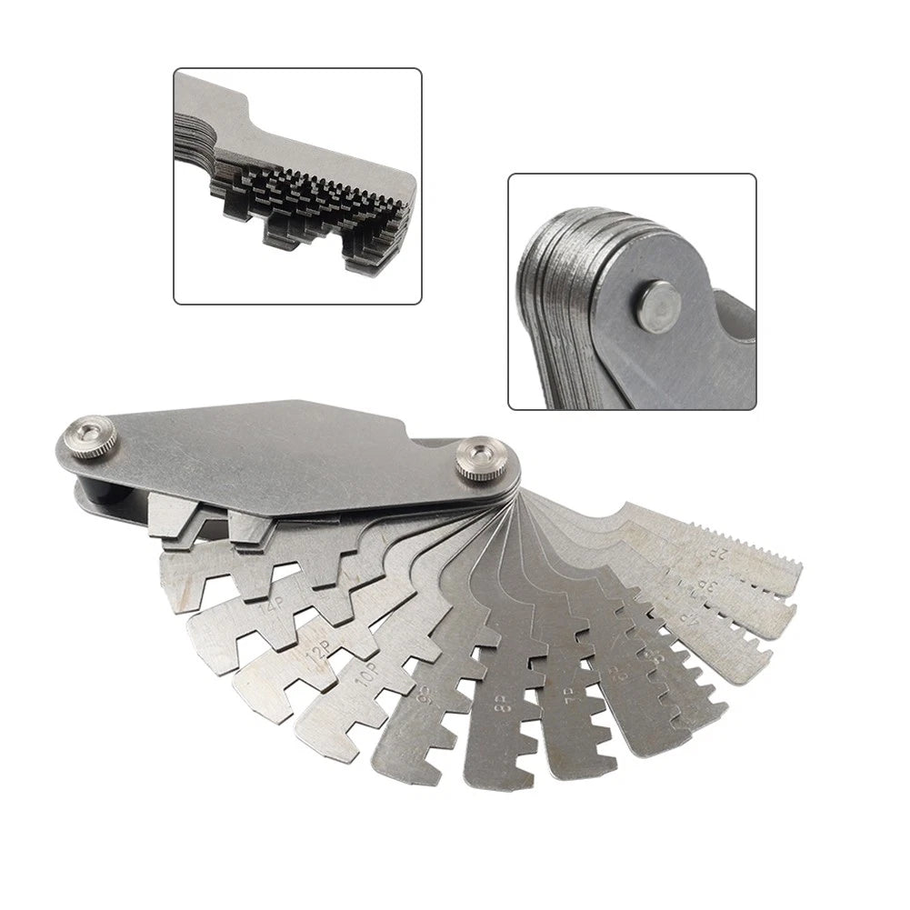 14pcs 30 Degree Screw Pitch Gauge Thread Pitch Measuring Tool Set