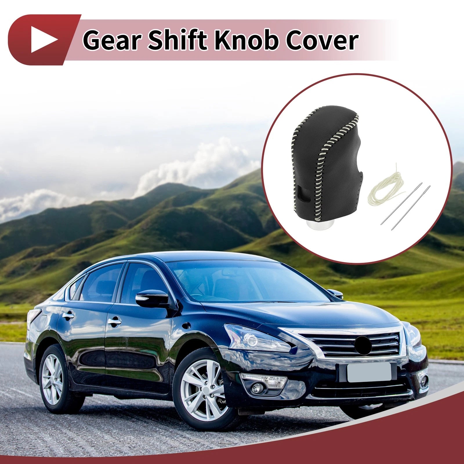 1 Pcs Gear Shift Knob Cover for Nissan Altima (2019–2024) Black Beige