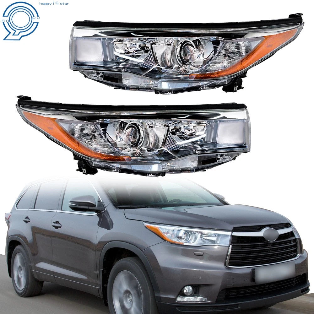 Headlight Set for Toyota Highlander (2014-2016) Halogen Projector