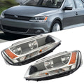 Set of 2 Headlights for Volkswagen Jetta (2011â2018) Halogen Black