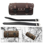 Mini Retro PU Leather Tool Bag for Motorcycle Handlebar Sissy Bar Saddlebag