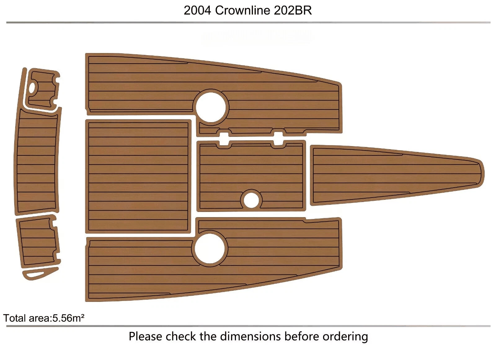 EVA Pad Faux Teak Flooring Mats for Crownline 202 BR (2004)