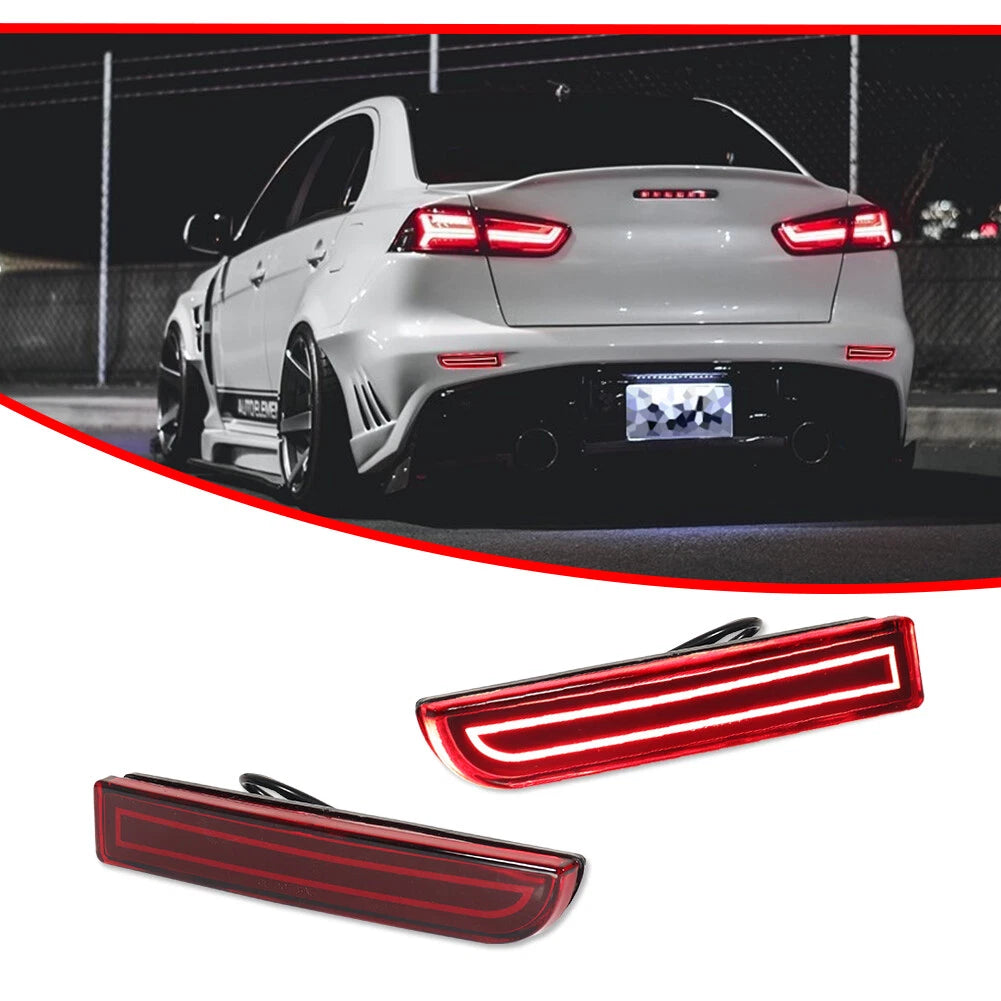 LED Brake Stop Lights Red Lens Bumper Reflector for Mitsubishi Lancer EVO X