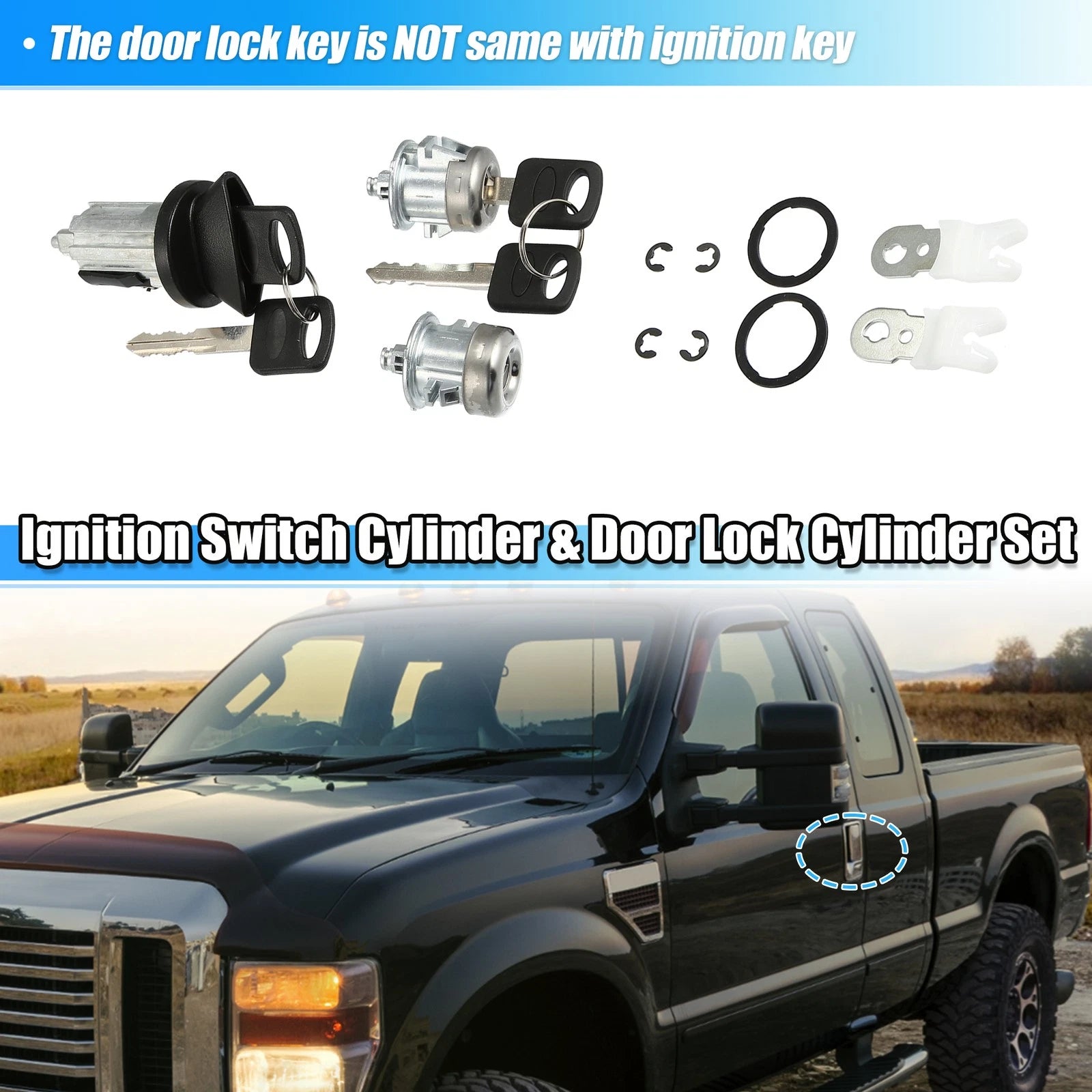 Door Lock Cylinders & Ignition Switch w/ Keys for Ford (1L3Z-11582-A)
