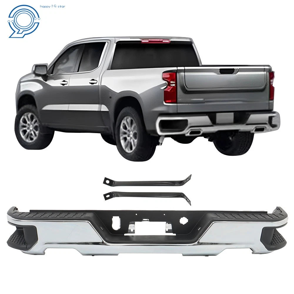 Chrome Step Rear Bumper Assembly for Chevy Silverado GMC Sierra 1500 (2019–2023)