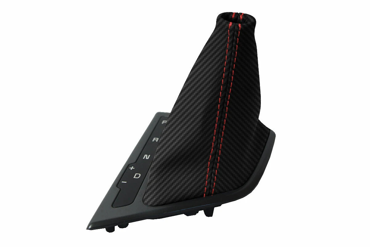 Automatic Shift Boot Cover for Kia Optima (2011–2015) Carbon Fiber Red Stitch