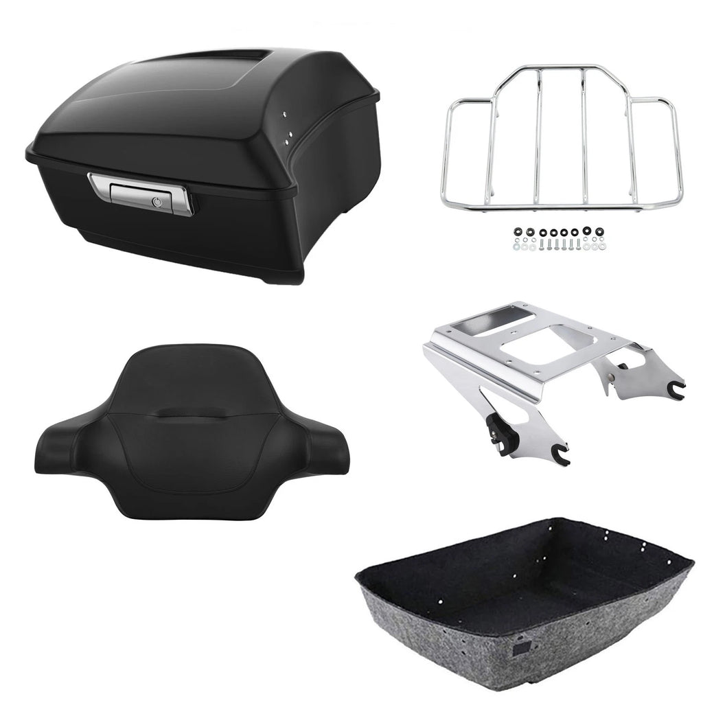 Matte Black Trunk Backrest Pad Mounting Rack for Harley Touring (2009–2013)
