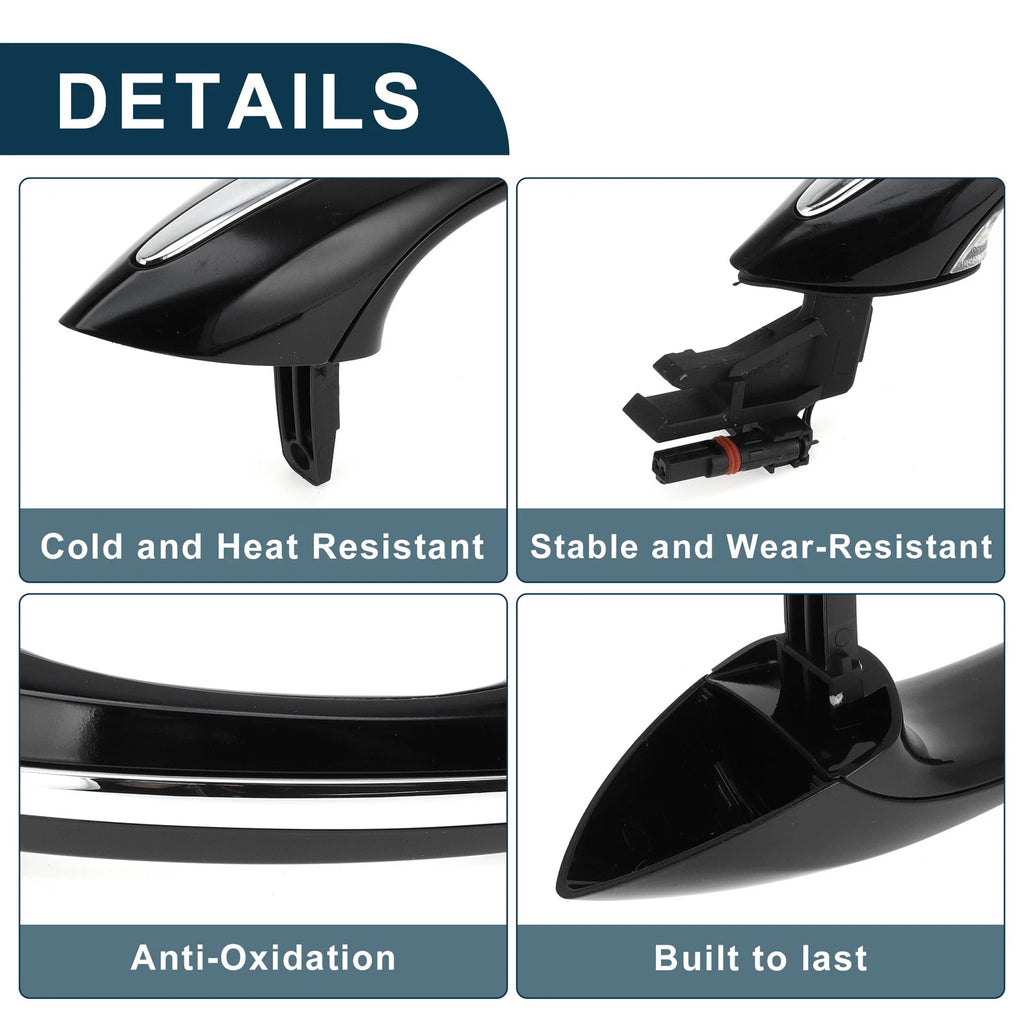 Exterior Door Handle for BMW F07 F10 (2009–2017) No. 51217231929 Rear Left Black Silver Tone