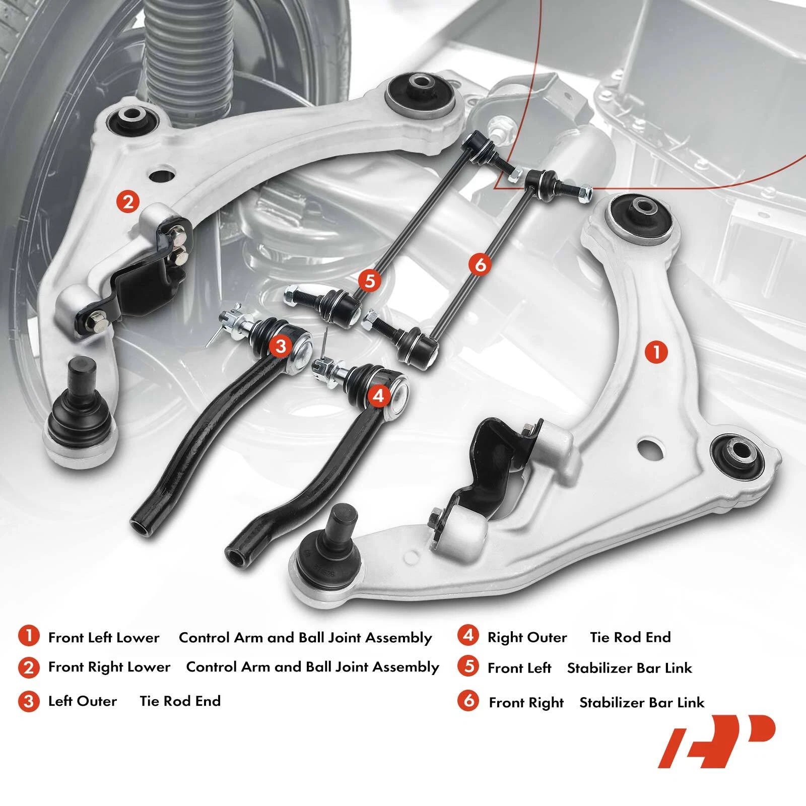 6X Front Lower Control Arm Ball Joint Sway Bar Link for Nissan Maxima (2000-2003)