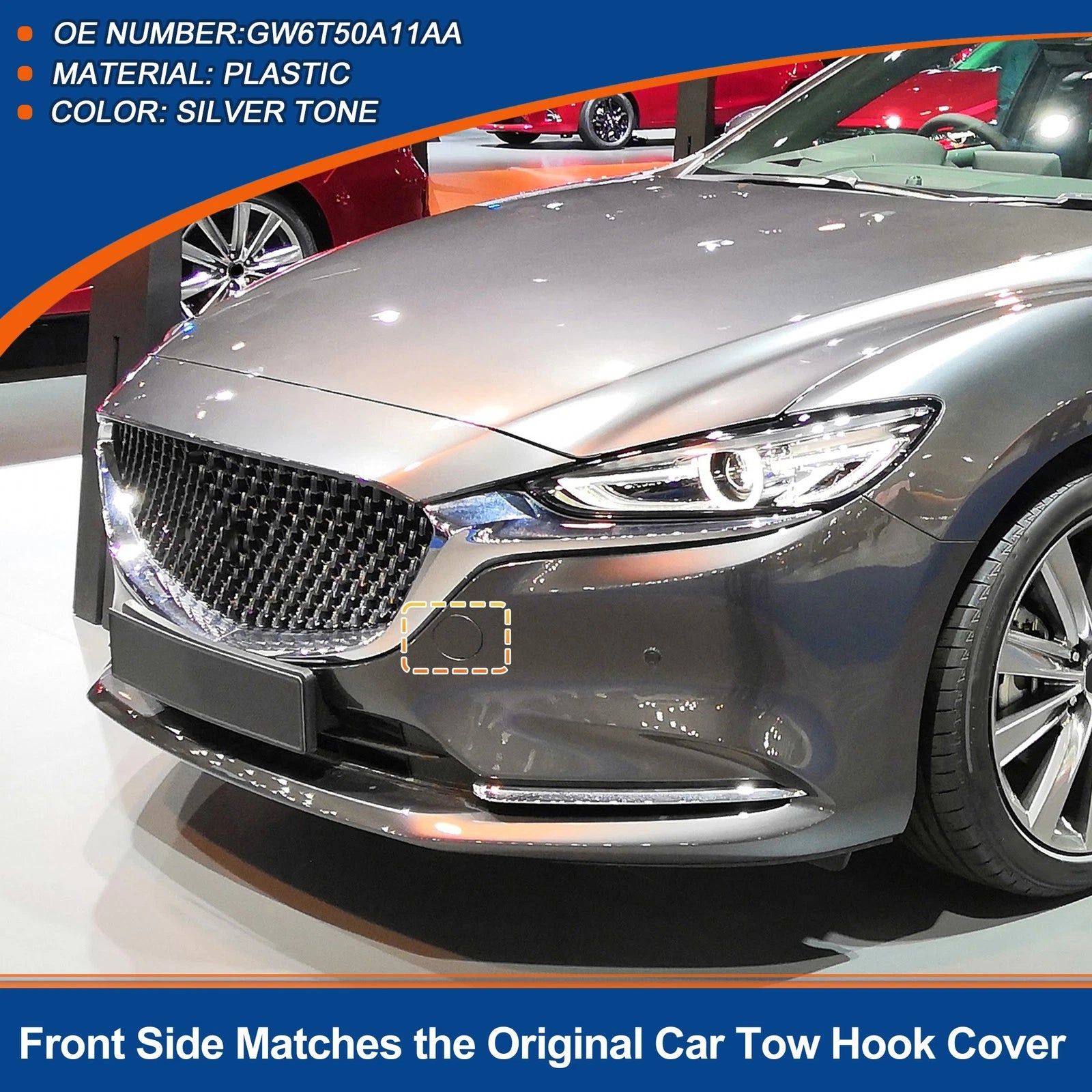 Tow Hook Cover for Mazda 6 Atenza (2013–2021) No.GW6T50A11AA Silver Tone