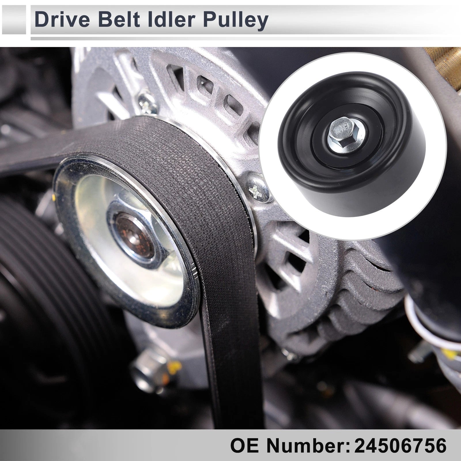 Drive Belt Idler Pulley for Chevrolet Silverado (2013–2021) No. 24506756 Black