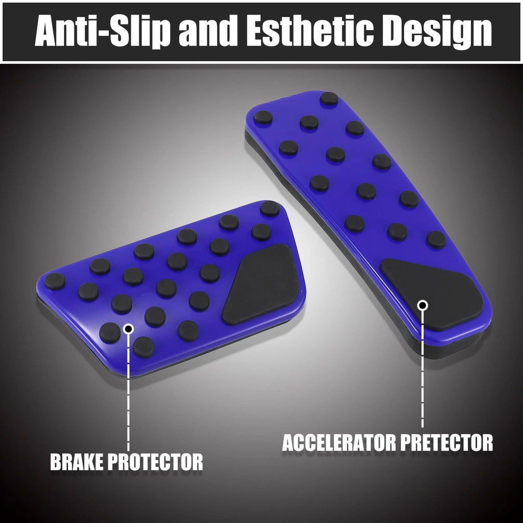 Set of 2 Blue Brake Gas Accelerator Pedal Covers for Dodge Charger (2009–2019)