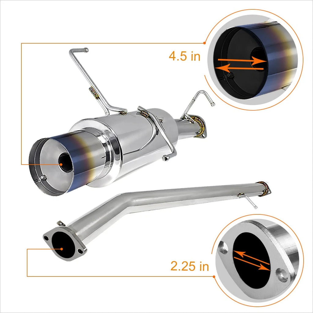 4.5" Burnt Tip Muffler Catback Exhaust Pipe for Nissan 240SX S14 (1995–1998)