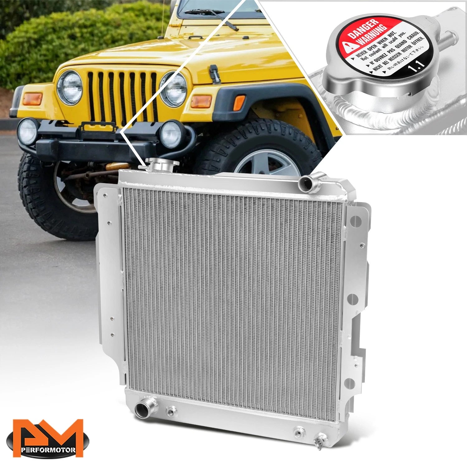 Full Aluminum Core 3-Row Racing Radiator for Jeep Wrangler YJ/TJ (1987–2006)