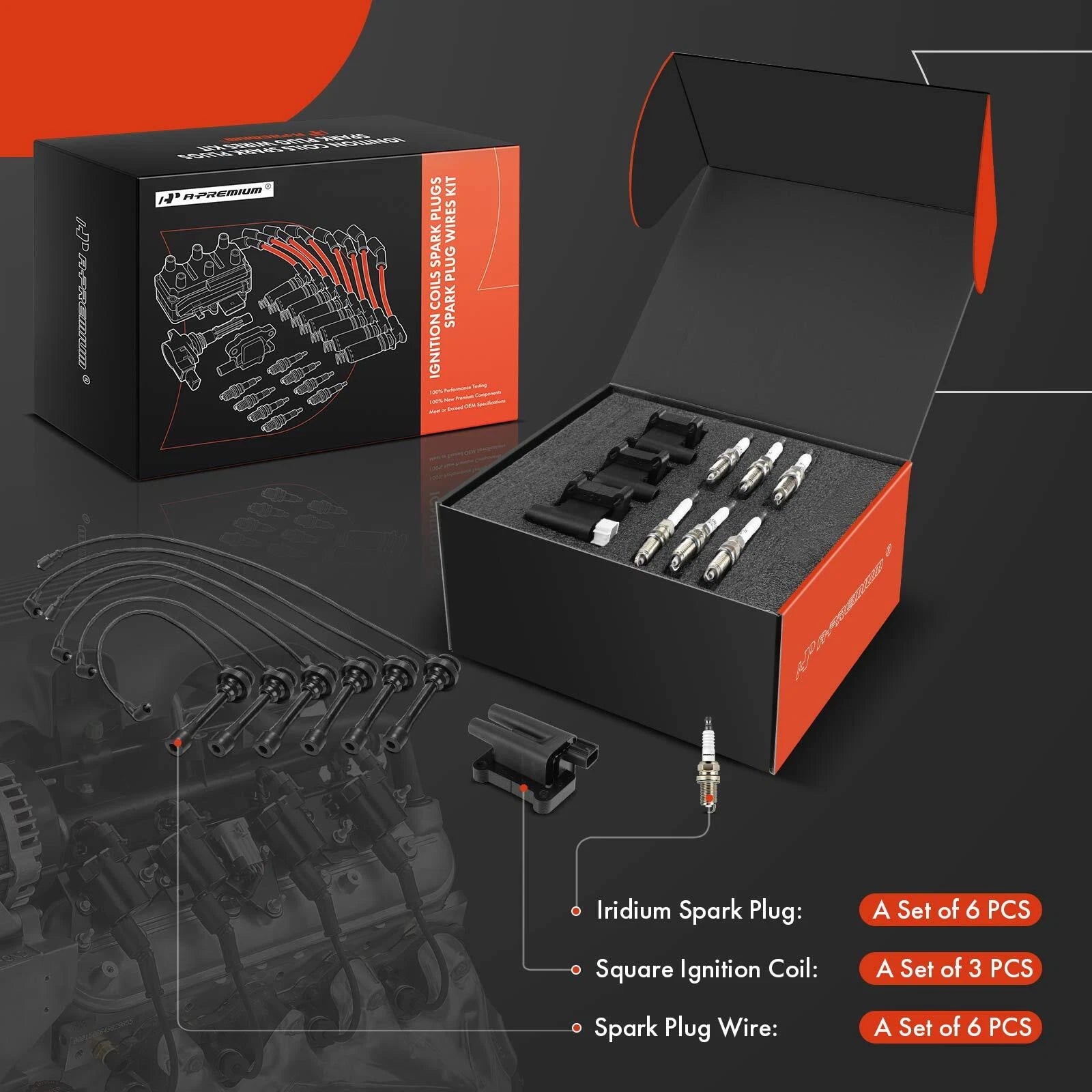 3X Ignition Coil & 6X Iridium Spark Plug Set for Mitsubishi