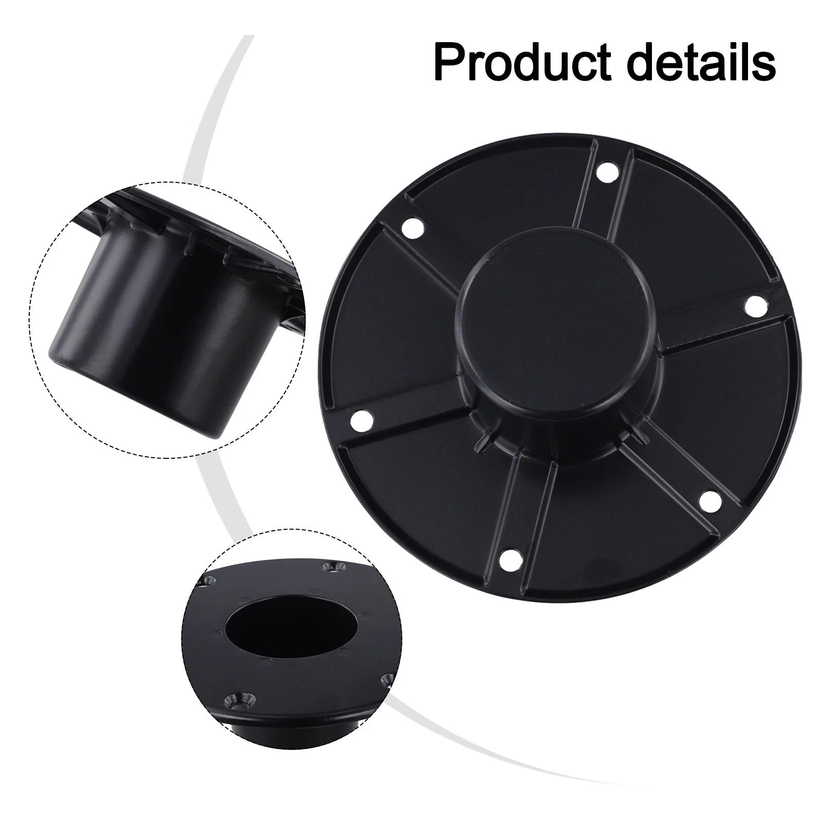 Round Flush Mount Black Table Leg Base for RV and Boat Trailer
