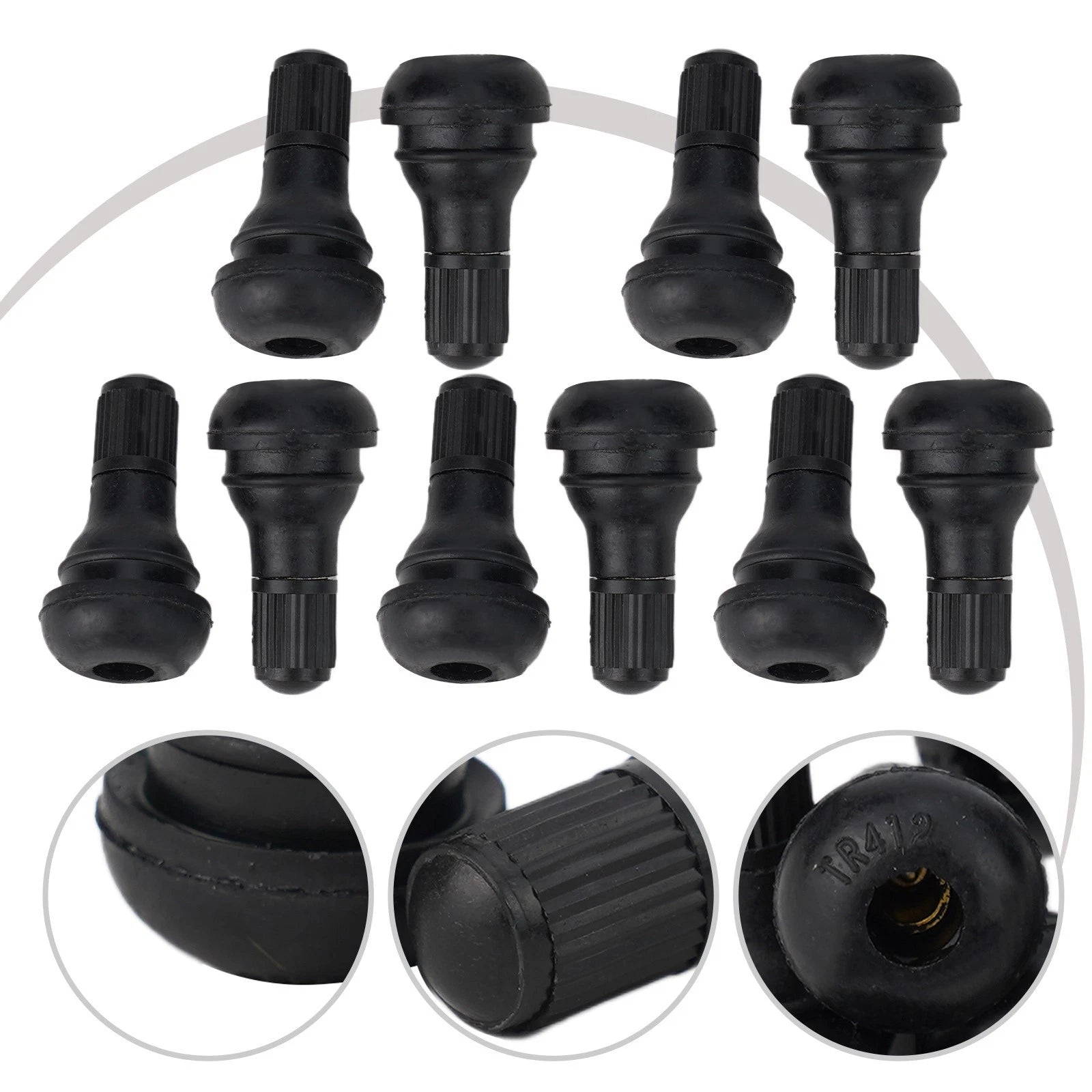 Pack of 10 TR412 Tubeless Tire Valve Stems for ATV Lawn Mower (Universal)