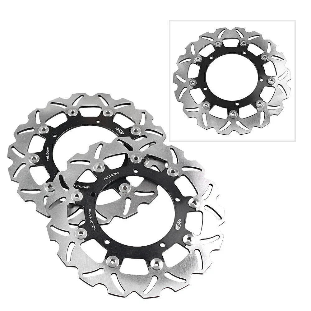 Black Front Brake Disc Rotors for Yamaha XJ6, YZF R6, FZ6 Fazer, MT03 (2006-2020)
