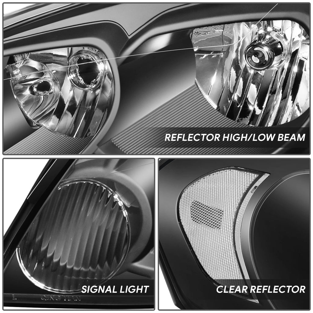 Set of 2 Black Housing Clear Corner Bumper Headlights for Chevy Impala (2006–2016)