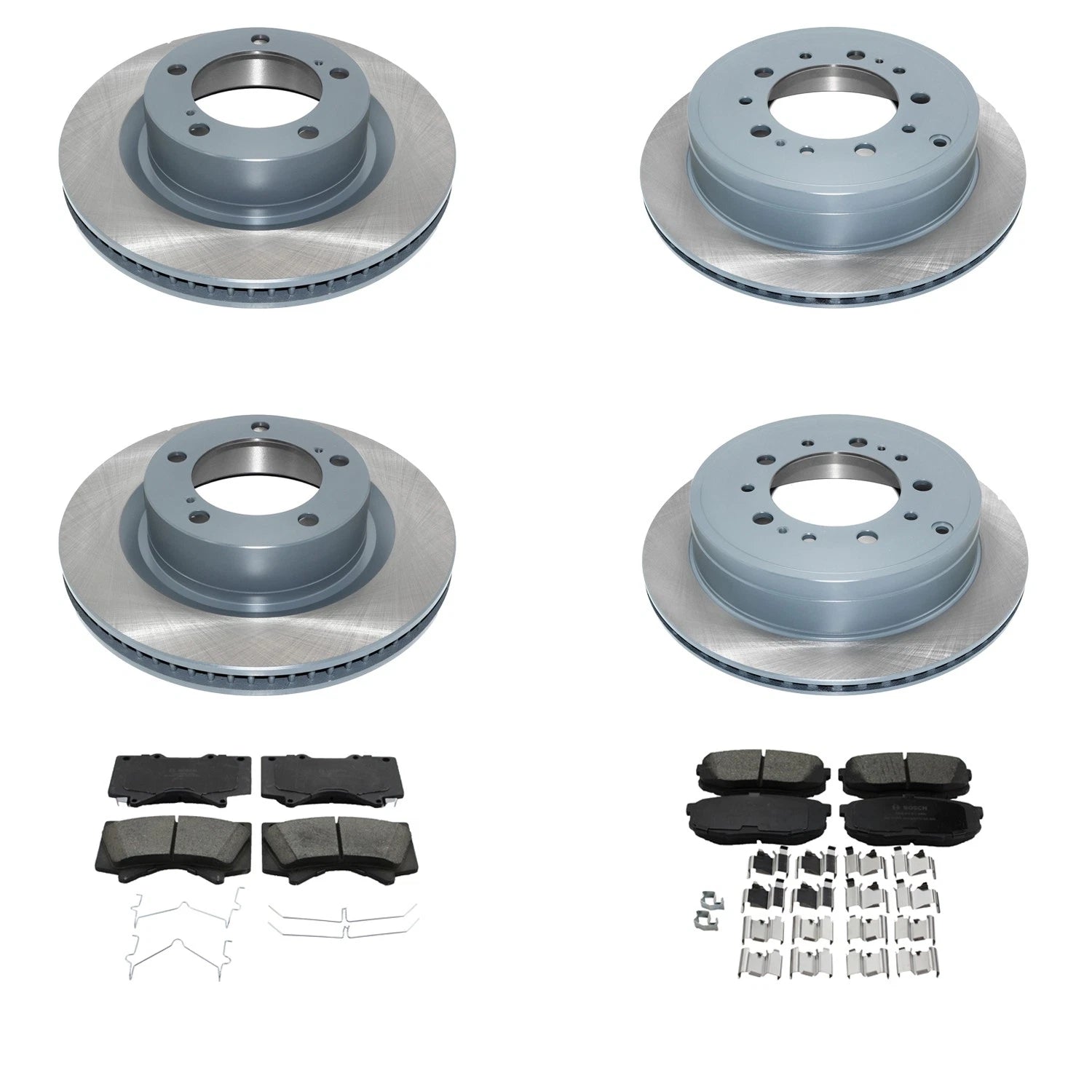DuraGo Front Rear Rotors & Bosch QuietCast Ceramic Brake Pads Kit for Land Cruiser