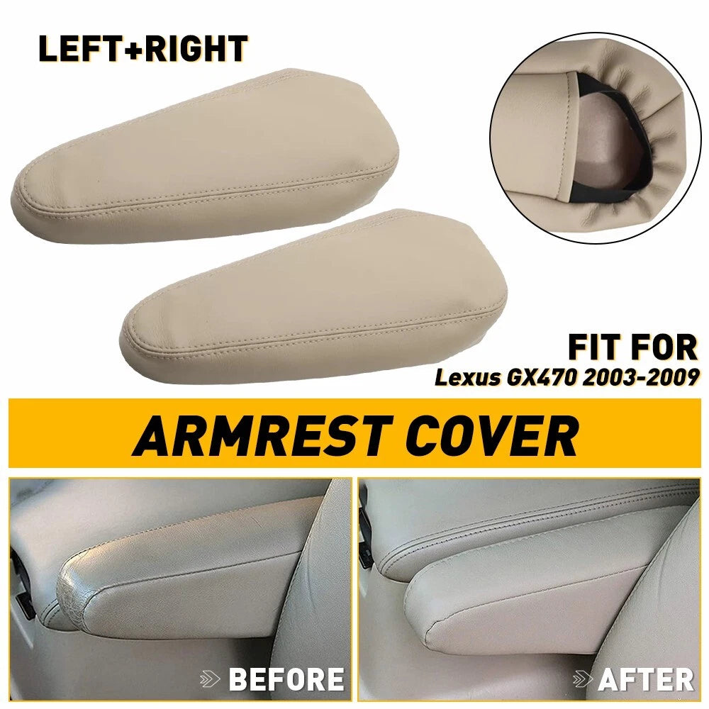 2X Leather Seat Armrest Covers for Lexus GX 470 (2003–2009) Ivory Beige