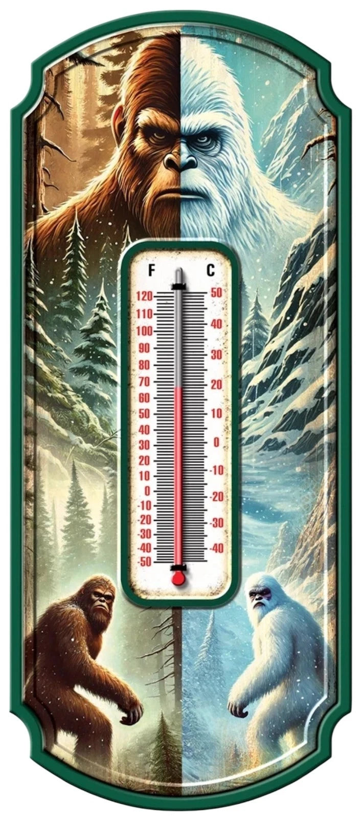 Bigfoot and Yeti Wall Thermometer for Outdoor Indoor Decor