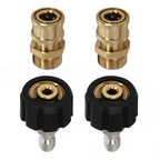 Set of 2 M22 14mm Pressure Washer Adapter Quick Connect 1/4'' Brass 5000PSI